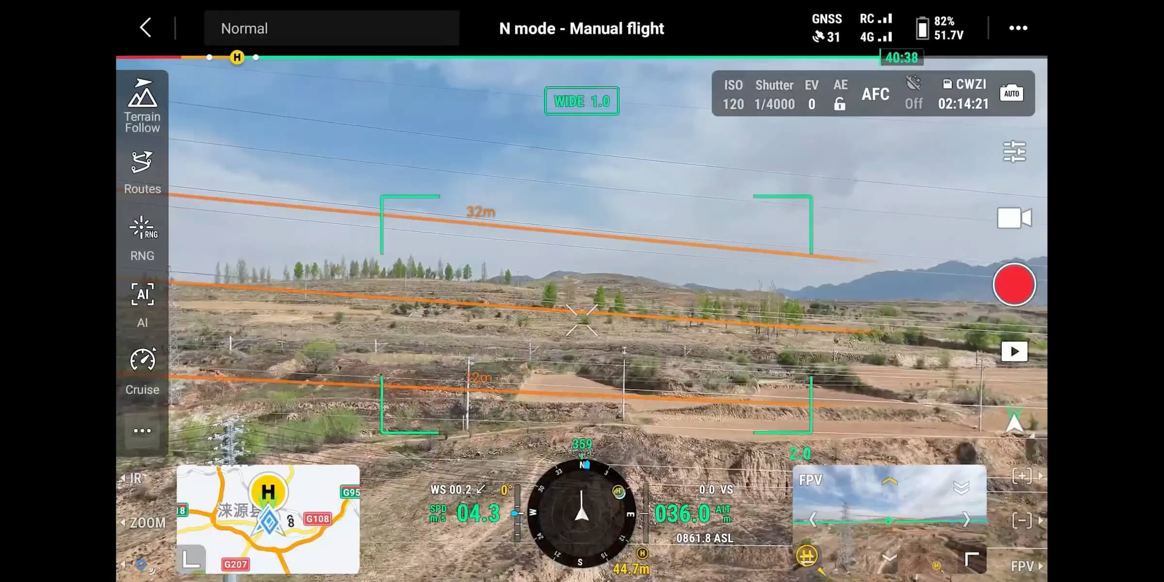 Интерфейс DJI Pilot 2 с изображением полётного задания