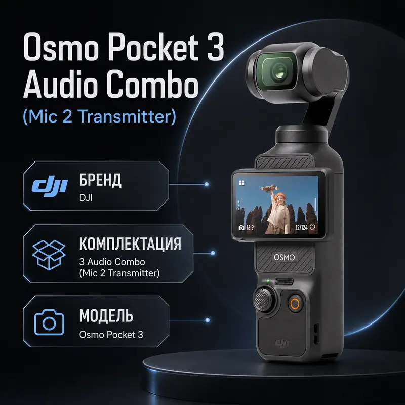 Инфографика: Osmo Pocket 3 Audio Combo (Mic 2 Transmitter)