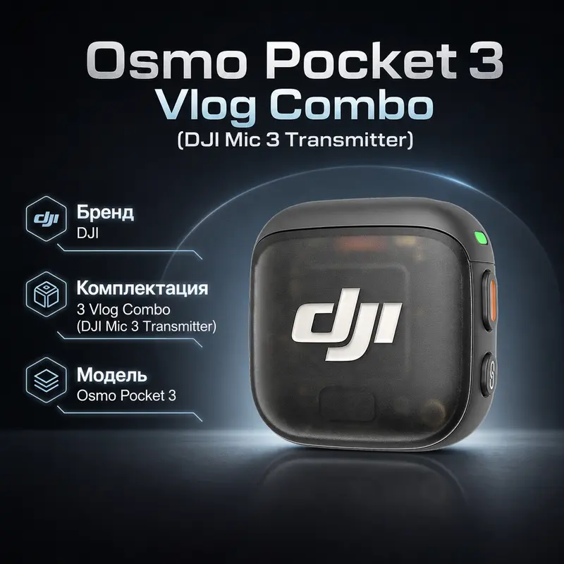 Инфографика: Osmo Pocket 3 Vlog Combo (DJI Mic 3 Transmitter)