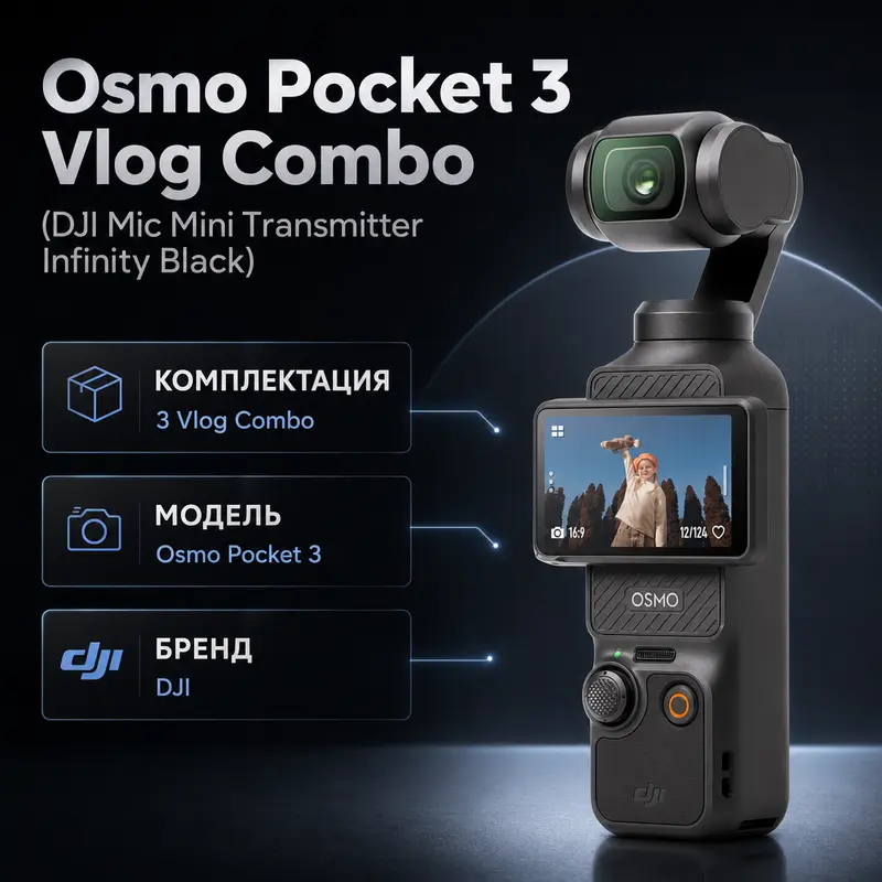 Инфографика: Osmo Pocket 3 Vlog Combo (DJI Mic Mini Transmitter Infinity Black)