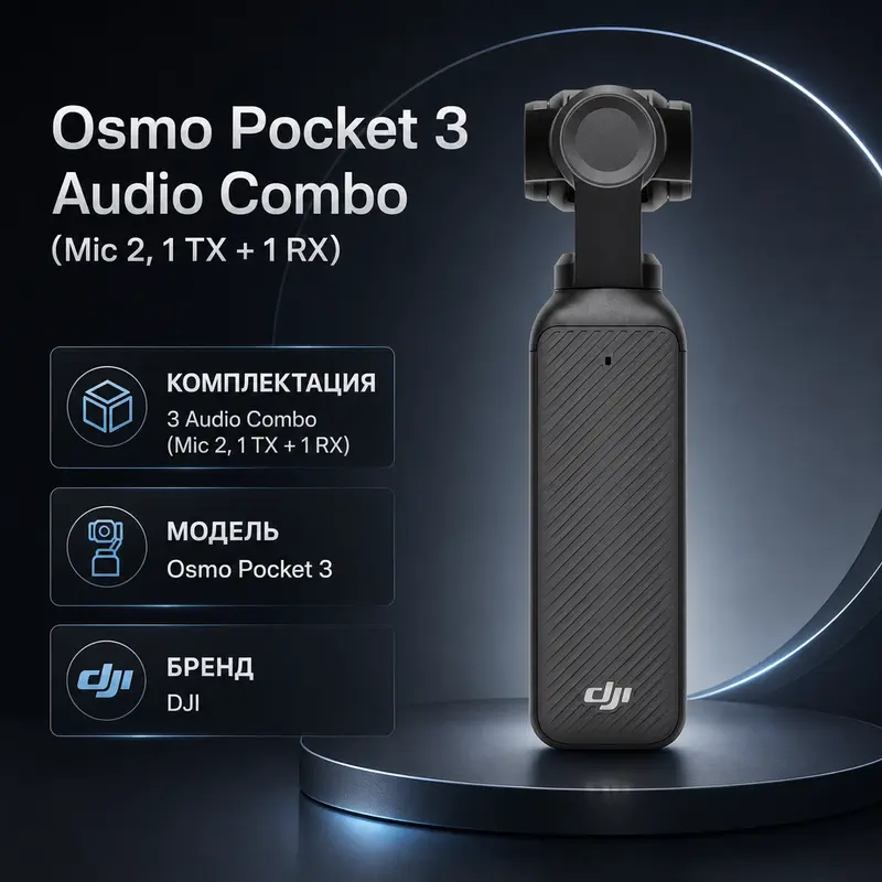 Инфографика: Osmo Pocket 3 Audio Combo（Mic 2, 1 TX + 1 RX）